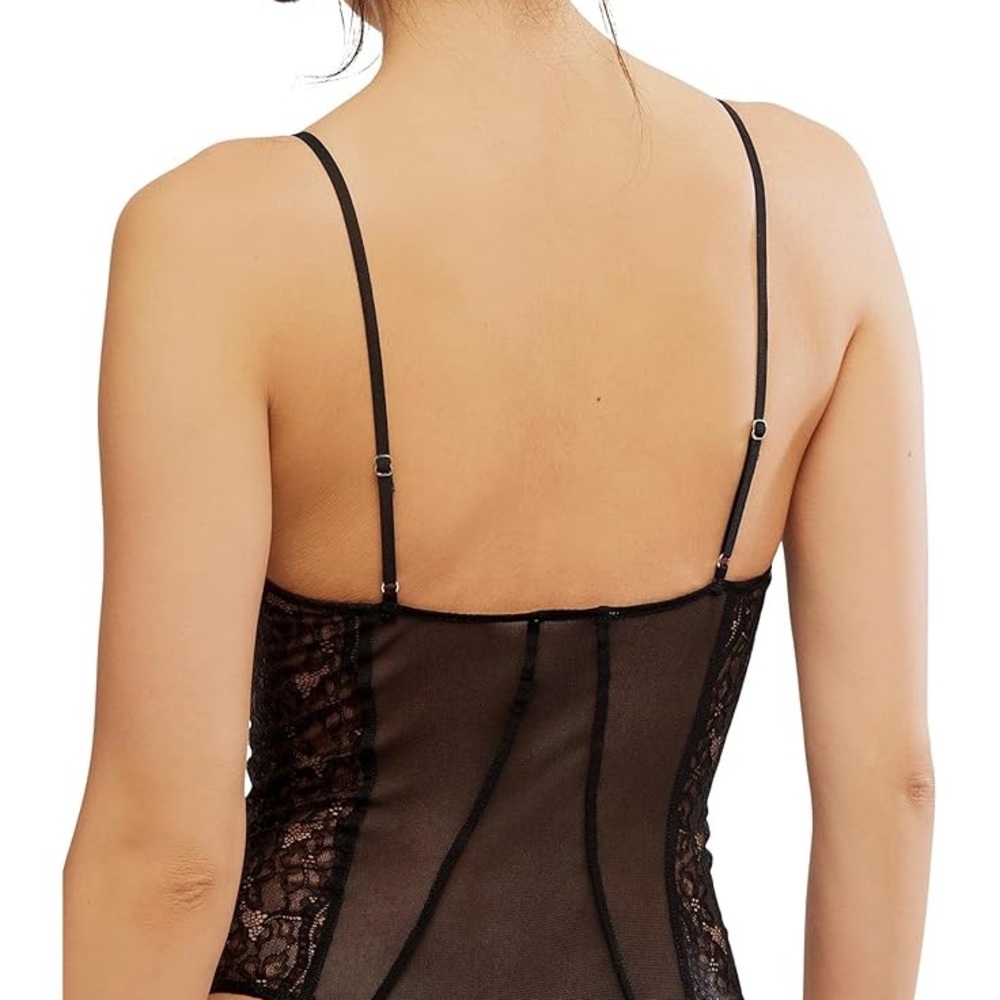 NWT Free People Take My Number Elegant Black Lace Bodysuit - Picture 2 of 4